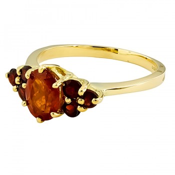 18ct gold sapphire/garnet 3 stone Ring size S